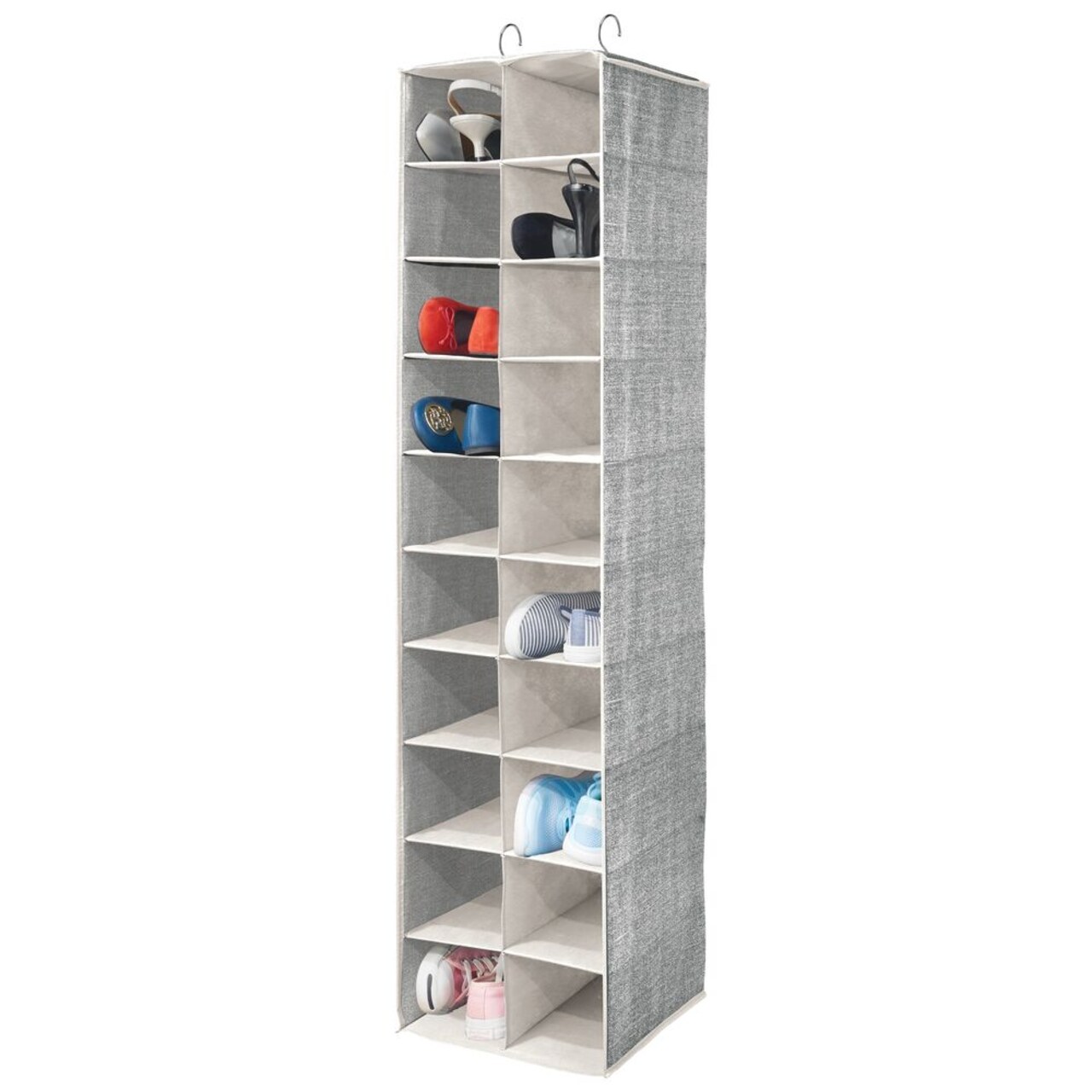 mDesign Large 20 Shelf Fabric Over Rod Closet Hanging Storage Unit